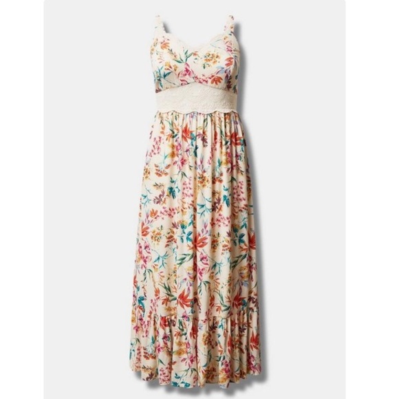 TORRID NWT Maxi Washable Gauze Lace Inset Dress - Picture 5 of 6